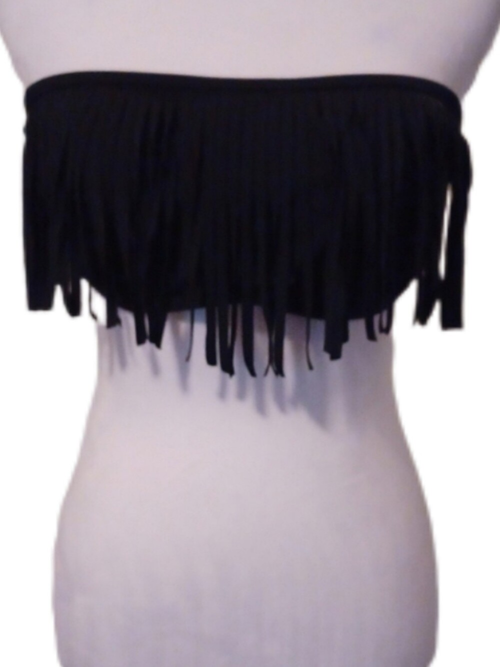 -- Xhilaration Black Fringe Swim Top Size Large